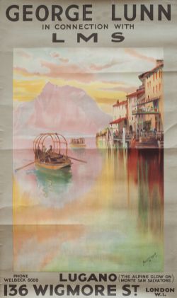 Poster LMS GEORGE LUNN IN CONNECTION WITH LMS LUGANO ( THE ALPINE GLOW ON MONTE SAN SALVATORE ) by