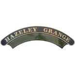 Nameplate HAZELY GRANGE ex GWR Collett Grange 4-6-0 built at Swindon in 1937 and numbered 6840.