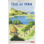 Poster BR(M) ISLE OF MAN MOORAGH PARK AND MARINE BOATING LAKE RAMSEY by A. J. Wilson. Double Royal