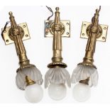 Pullman carriage lamps x3, all First Class down lights complete with original glass shades. All in