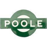 Southern Railway enamel target sign POOLE from the former London and South Western Railway station