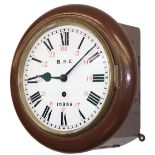 Great Northern Railway mahogany cased 8 inch fusee clock lettered on the dial B.R.E. 10956 and