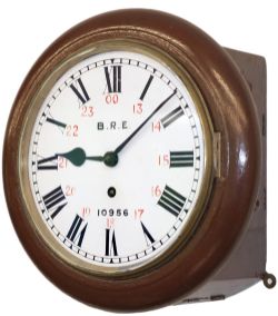 Great Northern Railway mahogany cased 8 inch fusee clock lettered on the dial B.R.E. 10956 and