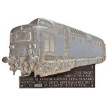 British Railways DELTIC locomotive commemorative plaque No 487 cast aluminium measures 11in x 7.5in,
