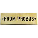 GWR hand engraved brass shelf plate FROM PROBUS ex Truro Cattle Pens signal box. In excellent