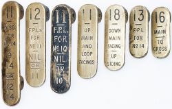 GWR brass signal lever leads x7 consisting of; 11 DISC, 11 UP MAIN, 12 F.P.LS, 11 FPL (painted),