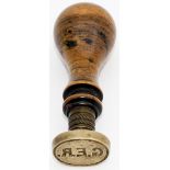 Great Eastern Railway brass and fruitwood handled SEAL lettered G.E.R. Measures 2in long and is in