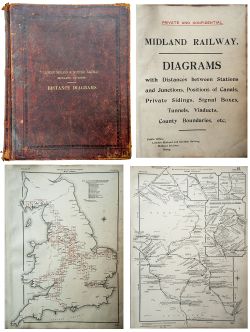 London Midland and Scottish Railway leather bound MIDLAND DIVISION DISTANCE DIAGRAMS book. The