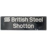 Nameplate BRITISH STEEL SHOTTON originally planned for a Cardiff based class 37 but never fitted.