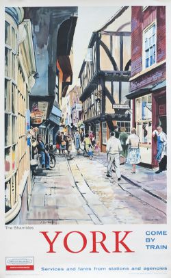 Poster BR(NE) YORK THE SHAMBLES by A. Carr Linford. Double Royal 25in x 40in. In excellent