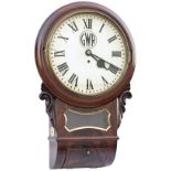 Taff Vale Railway 12 inch mahogany cased drop dial trunk clock. The original dial is lettered GWR in