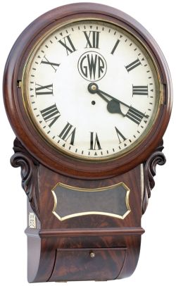 Taff Vale Railway 12 inch mahogany cased drop dial trunk clock. The original dial is lettered GWR in