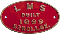 Worksplate LMS BUILT 1899 ST ROLLOX ex McIntosh 0-6-0T 56259 which was withdrawn from 67D