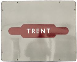 BR(M) Enamel station sign TRENT (In Totem). From the former Midland Railway station between