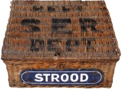 South Eastern Railway Refreshment Department wicker hamper stencilled on the top REFT DEPT SER and