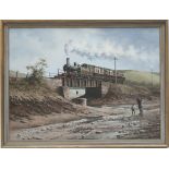 Original oil painting on canvas LOW TIDE GOLANT by Don Breckon depicting GWR 0-4-2T 1419