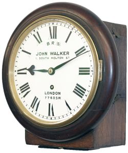 London & South Western Railway mahogany cased 8 inch fusee clock lettered on the dial BR(S) JOHN