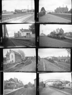 Approximately 62, medium format negatives. Includes mostly Scotland Stations at Alford, Burghead,
