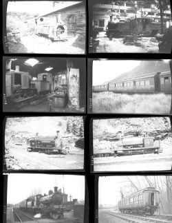 Approximately 36, medium format negatives. Includes a mix of narrow gauge, with some coaches at