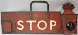 Engine shed STOP BOARD fitted with red lamp. In ex loco condition minus lamp interior. Used at
