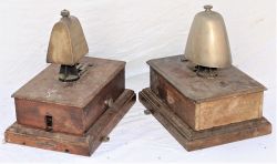 2 x GWR/WR BLOCK BELLS. One being a single line bell. The other a tapper block bell. Both in need of