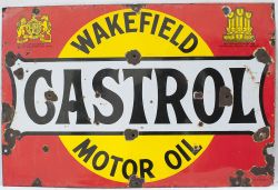 Enamel Advertising Sign. WAKEFIELD CASTROL MOTOR OIL.