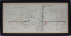 Framed and glazed Signalbox Diagram. BEDFORD No 1 dated 1963.