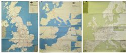 A lot containing 10 x 1970s Poster maps with 3 x International passenger network maps 1974