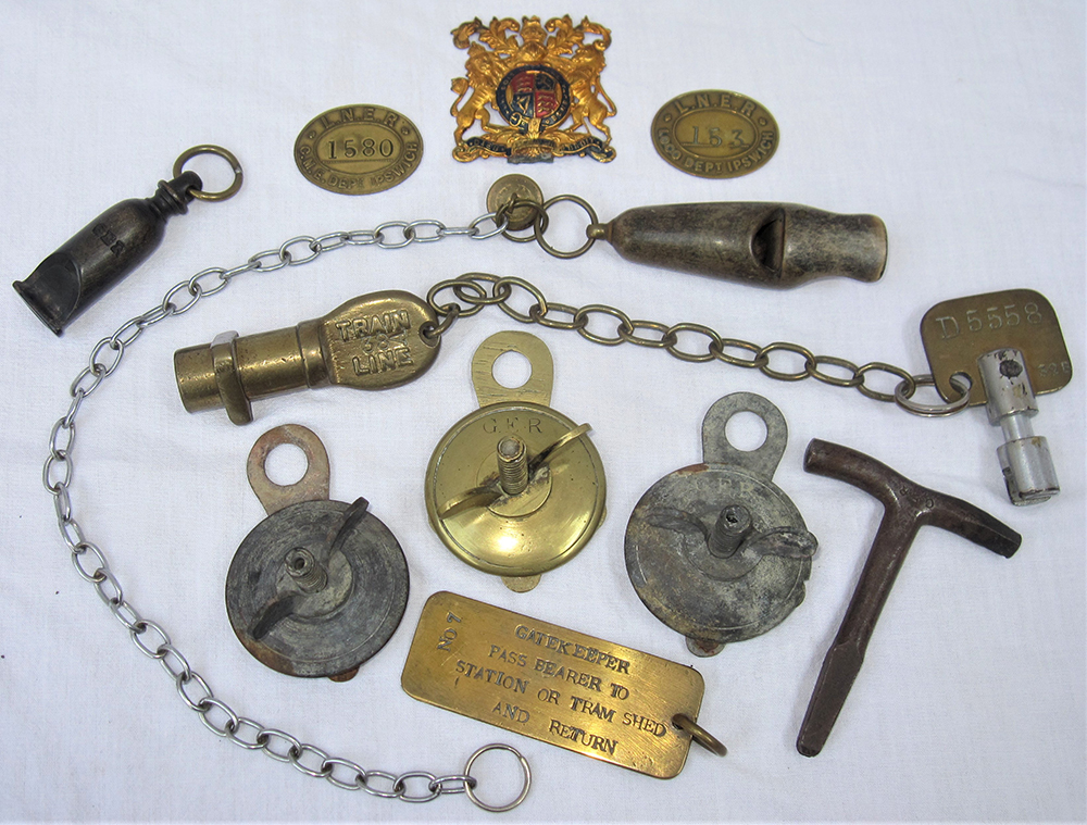 A miscellaneous Lot to include several small items. GER bone Guards Whistle together with another un