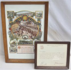 2 x retirement framed notices from British Railways in 1959 awarded to Mr Frank Butler on the