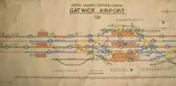 BR(S) original SIGNAL BOX DIAGRAM drawn on cartridge paper GATWICK AIRPORT CM dated 1970 in good