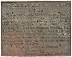 Cambrian Railways Company cast iron BRIDGE notice. MOTOR CAR ACTS 1896 and 1903... In good