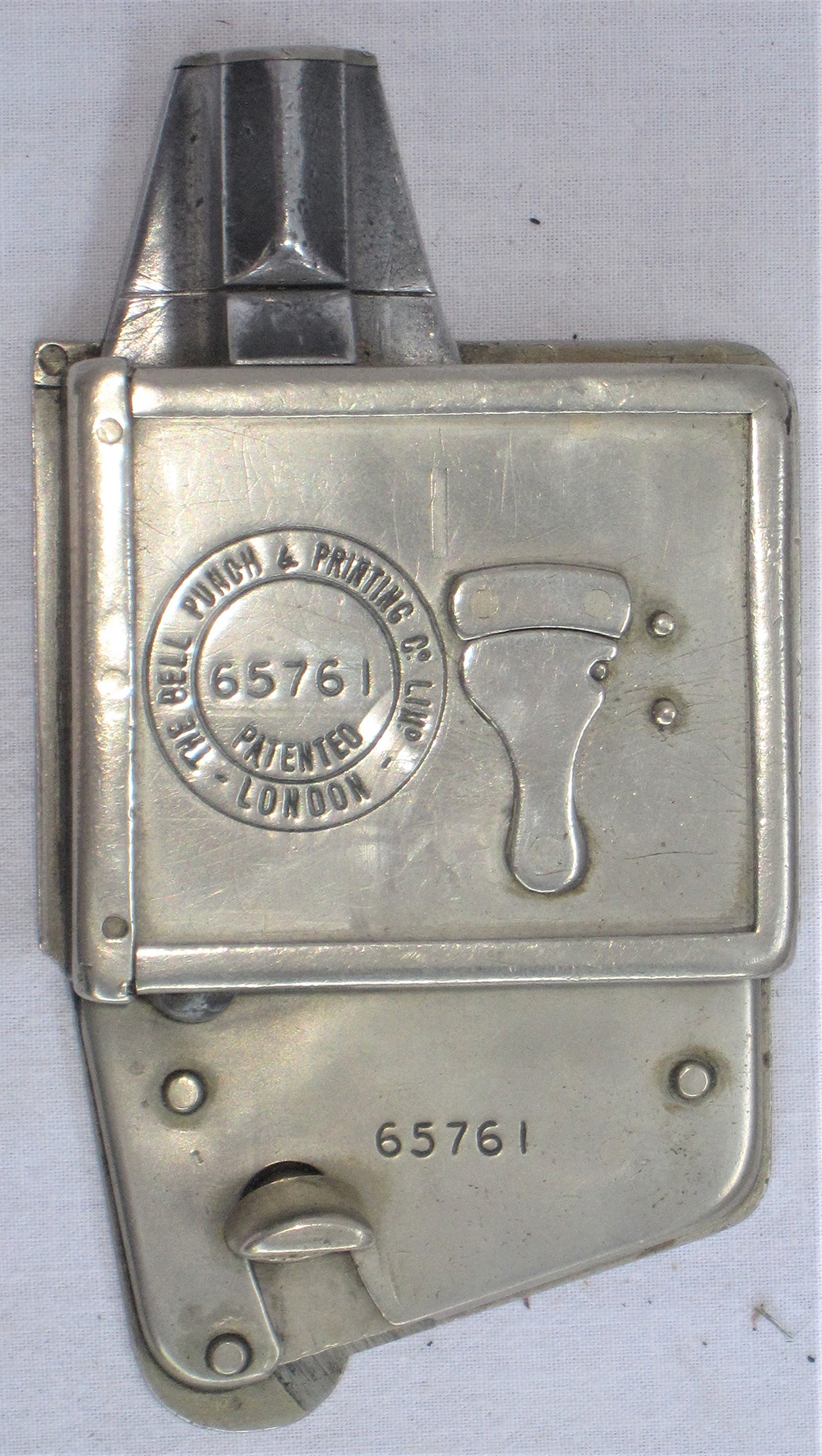 A tram lines or early bus Conductor's TICKET PUNCH made by the BELL and PRINTING CO No 65761. In