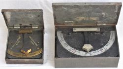A pair of Lineman's SIGNAL ANGLE INCLIOMETERS in their original cases used to check the angle of