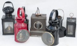 A collection of Railway Lamps. 2 x LT 3 aspect hand lamps. 1 x BR(E) Lamp. 1 x spare hand lamp top 4