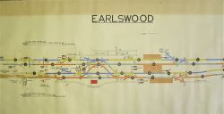 BR(S) original SIGNAL BOX DIAGRAM drawn on cartridge paper EARLSWOOD no date but torn at one end.