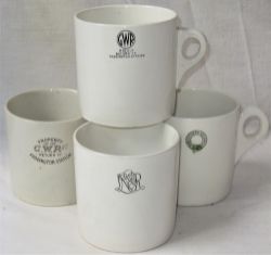 A lot containing 4 x Railway Tea mugs. All different. GWR 1935. GWR Paddington. LNER and Southern