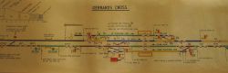 Original paper signal box diagram GERRARDS CROSS. An illuminated diagram with cut outs showing track