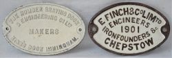 2 x cast iron oval makers plates. THE HUMBER GRAVING DOCK & ENGINEERING Co LTD and E FINCH and Co