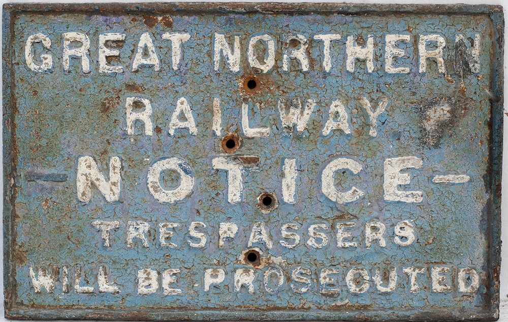 GNR Cast iron TRESPASS notice in good original condition.