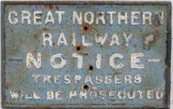 GNR Cast iron TRESPASS notice in good original condition.