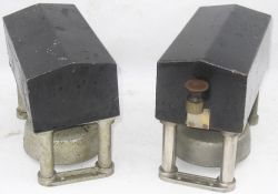 2 x LNWR Dog kennel BLOCK BELLS. 1 x tapper with 1 x non tapper. Both in ex service condition.