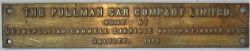 PULLMAN bronze Step Plate. THE PULLMAN CAR COMPANY LTD. 1932. In excellent condition.