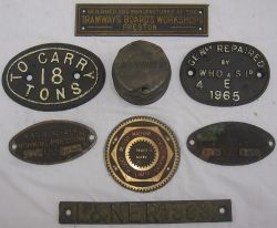 A miscellaneous collection of wagon and boiler plates to include TO CARRY 18 TONS and L&NER 1393