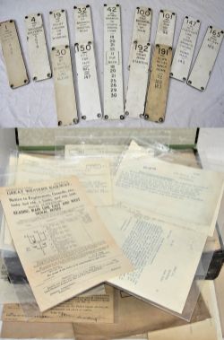 A lot containing a collection of 13 BRW traffolite signal box lever plates. 11 recovered from the