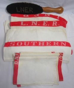 A collection of railway hotels drying cloths. 2 x embroidered SOUTHERN RAILWAY. 11 x embroidered L.