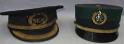 2 x Railway uniform caps. Senior grade with gold braid and badge SER together with a pillbox hat