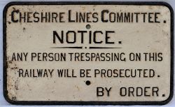 CLC cast iron trespass notice. ANY PERSON TRESPASSING ON THIS RAILWAY... In good original