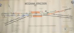 BR(S) original SIGNAL BOX DIAGRAM drawn on cartridge paper MITCHAM JUNCTION RC dated 1964 in good ex