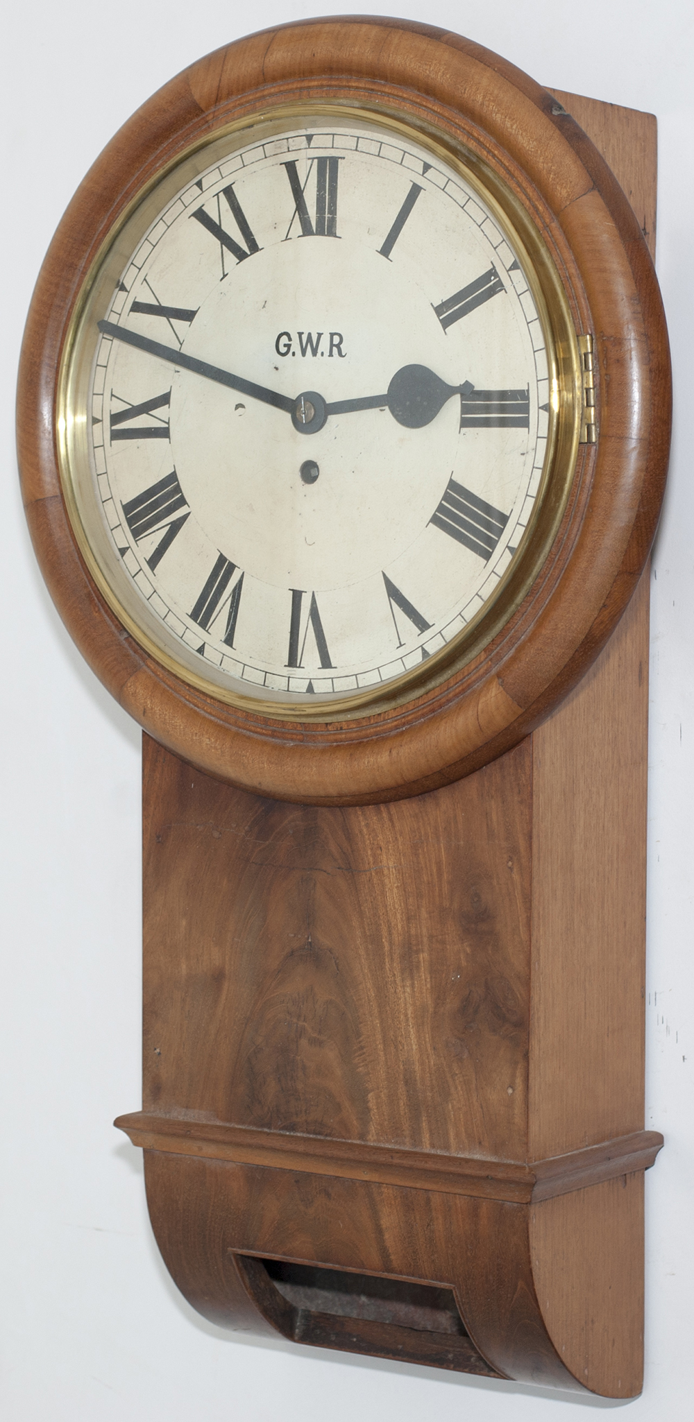 GWR 12 inch Trunk clock in semi restored condition but missing bottom and side door. Movement